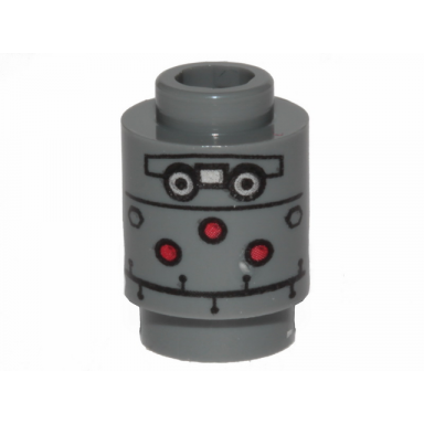 dark bluish gray brick round 1 x 1 with sw ig-11 head pattern