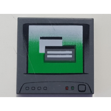 dark bluish gray tile 2 x 2 with computer monitor without power switch pattern