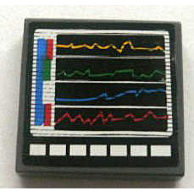 dark bluish gray tile 2 x 2 with multicolor graphs on screen pattern sticker - set 8672