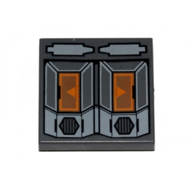 dark bluish gray tile 2 x 2 with sw droid t7-o1 panel pattern