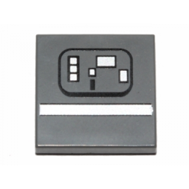 dark bluish gray tile 2 x 2 with silver stripe and rectangles sw gonk droid pattern