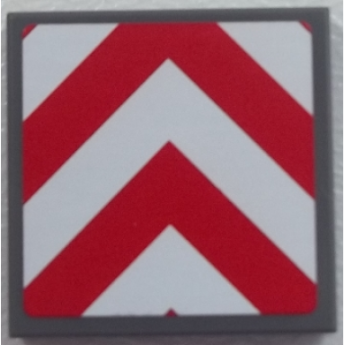 dark bluish gray tile 2 x 2 with chevron stripes red and white pattern sticker - set 60052