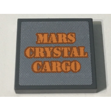 dark bluish gray tile 2 x 2 with orange mars crystal cargo label pattern sticker - set 7649