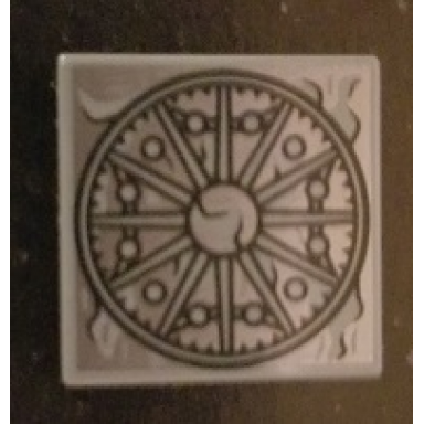 dark bluish gray tile 2 x 2 with stone wheel and radiating lines pattern mother box top