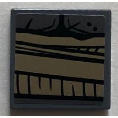 dark bluish gray tile 2 x 2 with dark tan belt over pearl dark gray armor center pattern sticker - set 76075