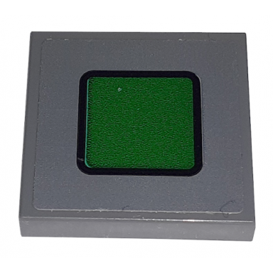 dark bluish gray tile 2 x 2 with green rounded square with black border on dark bluish gray background pattern sticker - set 60198