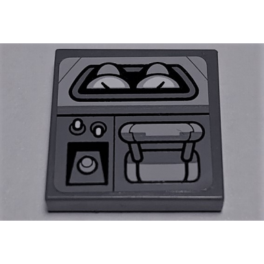 dark bluish gray tile 2 x 2 with sw gauges switches and thrust lever on dark bluish gray background pattern sticker - set 75106