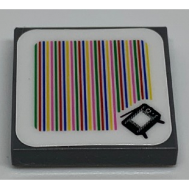 dark bluish gray tile 2 x 2 with super mario scanner code television tv pattern sticker - set 71374