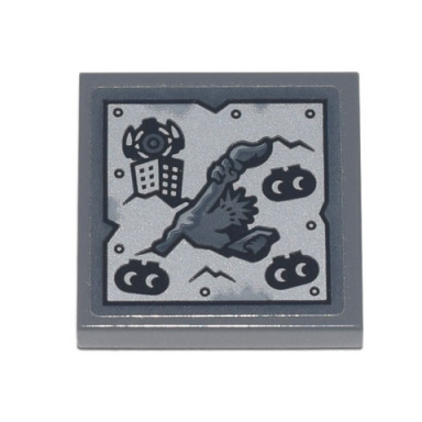 dark bluish gray tile 2 x 2 with metal plate with rivets statue of liberty building and duplo aliens pattern sticker - set 70840