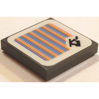 dark bluish gray tile 2 x 2 with super mario scanner code treat carousel pattern sticker - set 71406