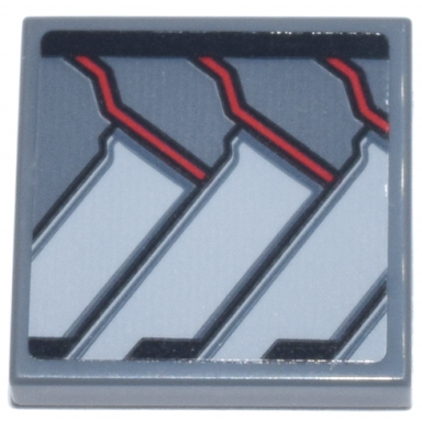 dark bluish gray tile 2 x 2 with black red and light bluish gray panels and stripes falcon armor wings pattern model right side sticker - set 76269
