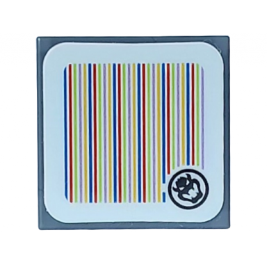 dark bluish gray tile 2 x 2 with super mario scanner code bowser head pattern sticker - set 71437