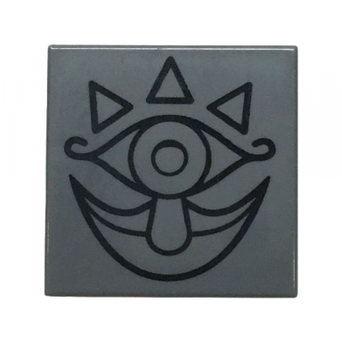 dark bluish gray tile 2 x 2 with black ornate eye triangles teardrop nose and mouth pattern the legend of zelda gossip stone
