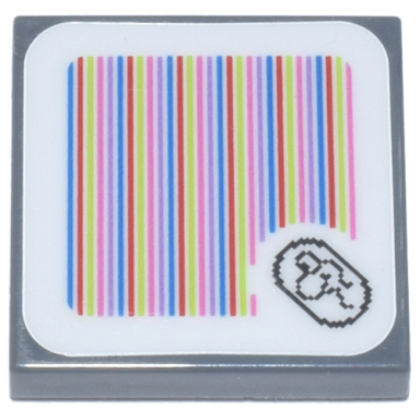 dark bluish gray tile 2 x 2 with super mario scanner code yoshi coin pattern sticker - set 71438