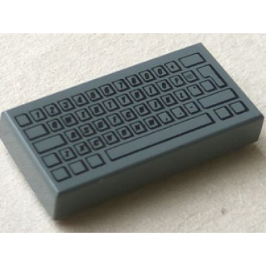 dark bluish gray tile 1 x 2 with computer keyboard standard pattern