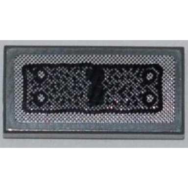 dark bluish gray tile 1 x 2 with bolted panel and keyhole pattern sticker - set 7985