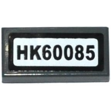 dark bluish gray tile 1 x 2 with hk60085 pattern sticker - set 60085