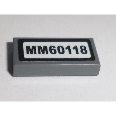 dark bluish gray tile 1 x 2 with mm60118 pattern sticker - set 60118