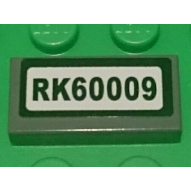 dark bluish gray tile 1 x 2 with rk60009 pattern sticker - set 60009