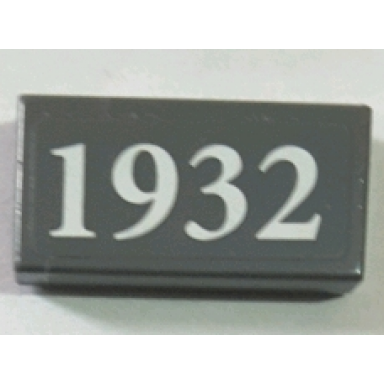 dark bluish gray tile 1 x 2 with white 1932 on dark bluish gray background pattern sticker - set 60097