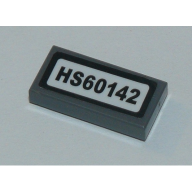 dark bluish gray tile 1 x 2 with hs60142 pattern sticker - set 60142