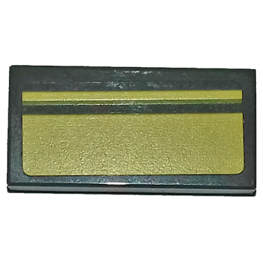 dark bluish gray tile 1 x 2 with double yellow stripes pattern sticker - set 75877
