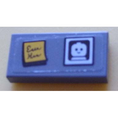 dark bluish gray tile 1 x 2 with sticky note and baby minifigure photo pattern sticker - set 60204