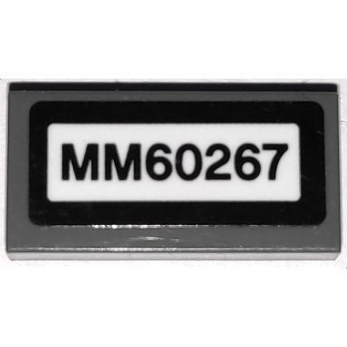 dark bluish gray tile 1 x 2 with mm60267 pattern sticker - set 60267