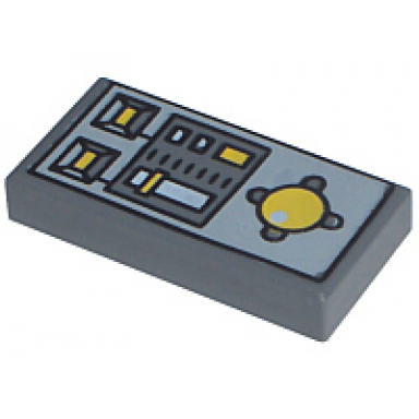 dark bluish gray tile 1 x 2 with vehicle control panel pattern