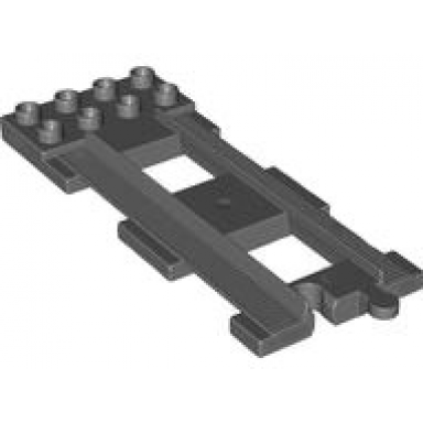 dark bluish gray duplo train track end with 2 x 4 plate on one end