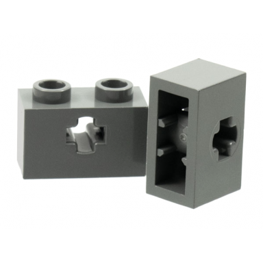 dark bluish gray technic brick 1 x 2 with axle hole and inside side supports