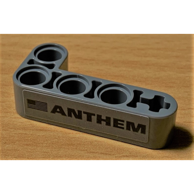 dark bluish gray technic liftarm modified bent thick l-shape 2 x 4 with anthem and black usa flag pattern sticker - set 42078