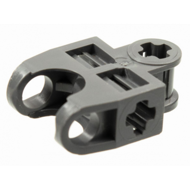 dark bluish gray technic axle connector 2 x 3 with ball joint socket - open sides angled forks with closed axle holes