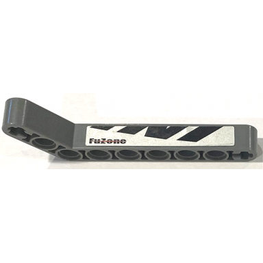 dark bluish gray technic liftarm modified bent thick 1 x 9 7 - 3 with black fuzone and polygons on silver background pattern model left side sticker - set 8863