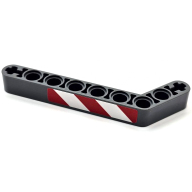 dark bluish gray technic liftarm modified bent thick 1 x 9 7 - 3 with red and white danger stripes pattern model right side sticker - set 42068