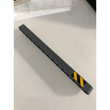 dark bluish gray technic liftarm thick 1 x 15 with black and yellow danger stripes pattern model left side sticker - set 42098
