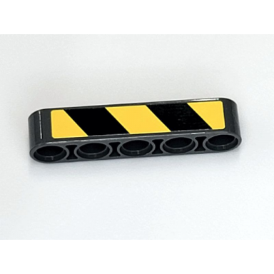 dark bluish gray technic liftarm thick 1 x 5 with black and yellow danger stripes pattern model left side sticker - set 42081