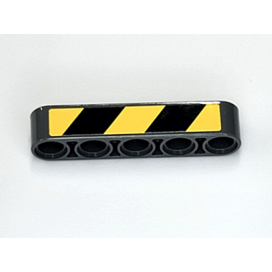 dark bluish gray technic liftarm thick 1 x 5 with black and yellow danger stripes pattern model right side sticker - set 42081
