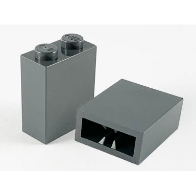 dark bluish gray brick 1 x 2 x 2 with inside axle holder