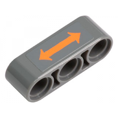 dark bluish gray technic liftarm thick 1 x 3 with orange double arrow pattern sticker - set 8964