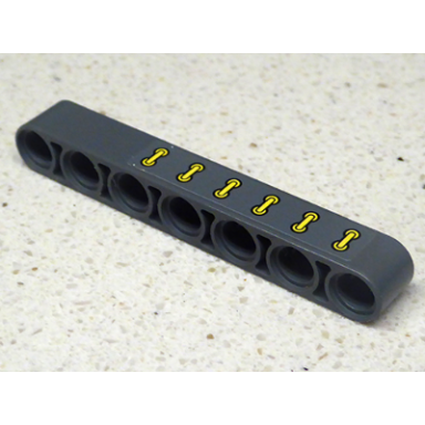 dark bluish gray technic liftarm thick 1 x 7 with 6 yellow clamps pattern sticker - set 42035