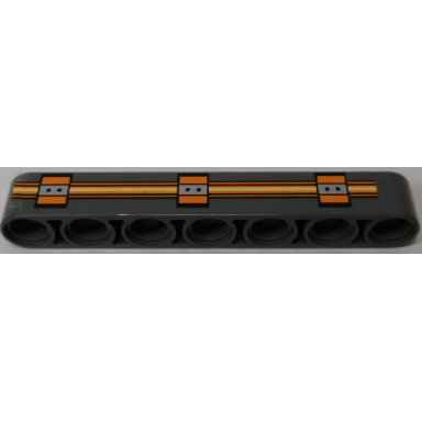 dark bluish gray technic liftarm thick 1 x 7 with orange lines and silver machinery pattern sticker - set 70317