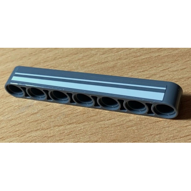dark bluish gray technic liftarm thick 1 x 7 with 2 white stripes pattern model left side sticker - set 42078