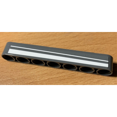 dark bluish gray technic liftarm thick 1 x 7 with 2 white stripes pattern model right side sticker - set 42078