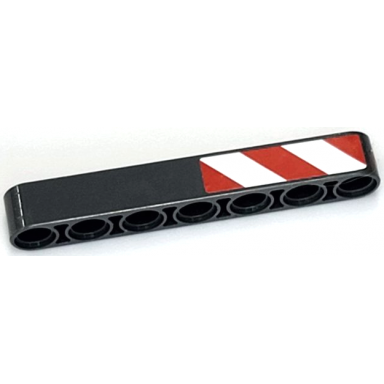 dark bluish gray technic liftarm thick 1 x 7 with red and white danger stripes pattern model left side sticker - set 42009