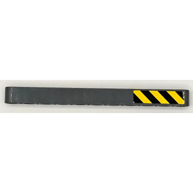 dark bluish gray technic liftarm thick 1 x 11 with black and yellow danger stripes pattern model right side sticker - set 42098