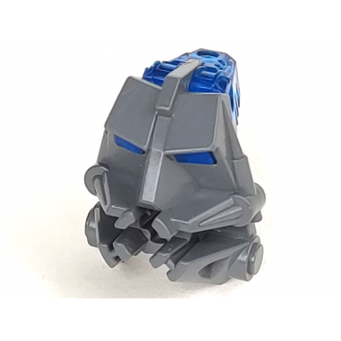 dark bluish gray bionicle head connector block 3 x 4 x 1 2 3 with trans-dark blue eye brain stalk 32553 32554