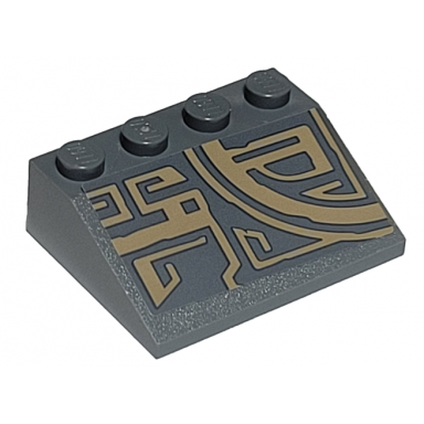 dark bluish gray slope 33 3 x 4 with dark tan quarter circle tribal pattern model right side sticker - set 75186