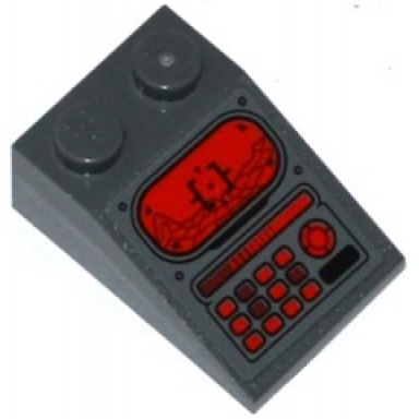dark bluish gray slope 33 3 x 2 with head-up display hud red light bar and buttons pattern sticker - set 76027
