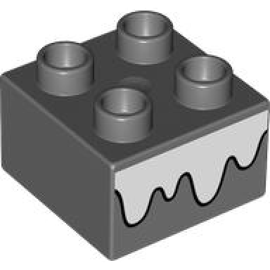 dark bluish gray duplo brick 2 x 2 with white snow pattern
